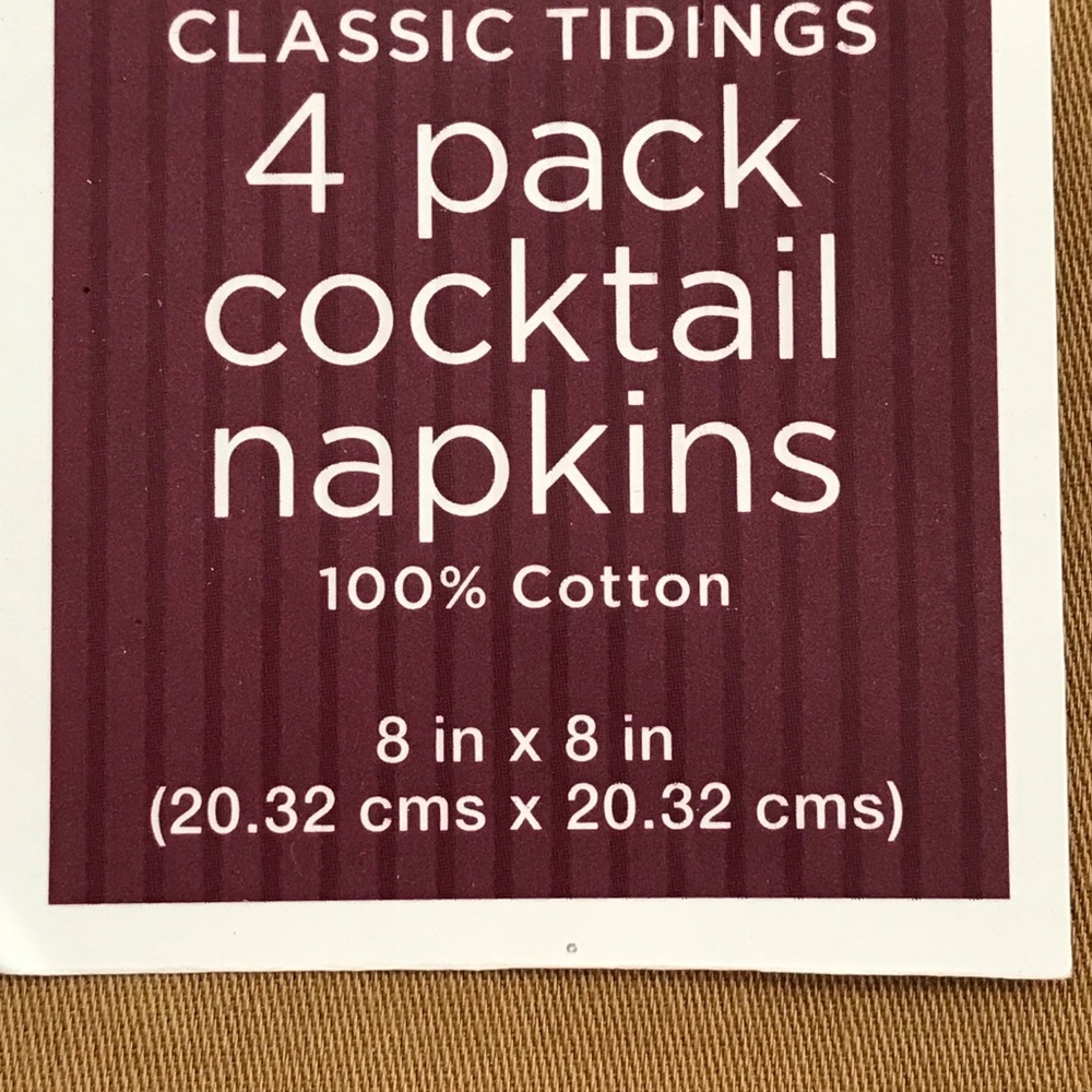 Cotton Beaded Cocktail Napkins Golden Tan Set of 12 - Picture 8 of 9